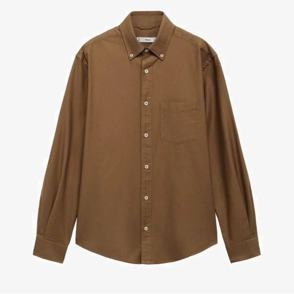 Mango MNG Man Button-Down Collared work business casual classic Shirt Sz L